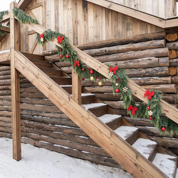 🏆Flash Sale⚡🌲6FT Pre-Lit Christmas Cedar Garland with LED Lights – Realistic Greenery for Indoor & Outdoor Holiday Decor🌿