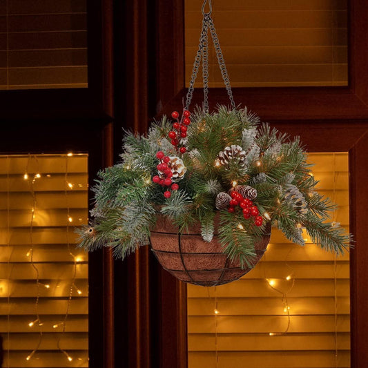 🎄Christmas Promotion 50% OFF🔥Pre-Lit Artificial Christmas Hanging Basket
